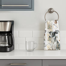 Load image into Gallery viewer, Black and White Greyhound Coffee Bar Kitchen Towel