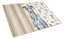 Load image into Gallery viewer, Blue Brindle Greyhound Coffee Bar Glass Cutting Board