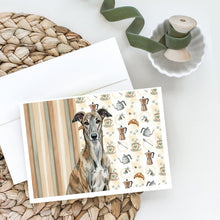 Load image into Gallery viewer, Brindle Greyhound Coffee Bar Greeting Cards Pack of 8