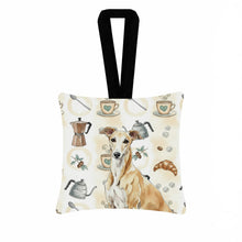 Load image into Gallery viewer, Fawn Greyhound Coffee Bar Hanging Square Fabric Ornament 3.5 × 3.5