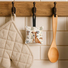 Load image into Gallery viewer, Red Greyhound Coffee Bar Hanging Square Fabric Ornament 3.5 × 3.5
