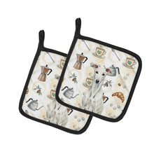 Load image into Gallery viewer, White Greyhound Coffee Bar Pair of Pot Holders