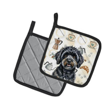 Load image into Gallery viewer, Black Havanese Coffee Bar Pair of Pot Holders