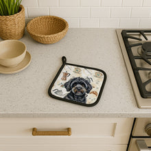 Load image into Gallery viewer, Black Havanese Coffee Bar Pair of Pot Holders