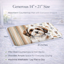 Load image into Gallery viewer, Parti-color Havanese Coffee Bar Dish Drying Mat