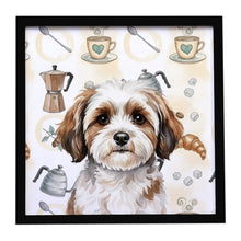 Load image into Gallery viewer, Parti-color Havanese Coffee Bar Framed Metal Print