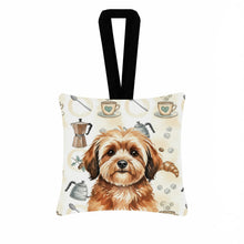 Load image into Gallery viewer, Sable Havanese Coffee Bar Hanging Square Fabric Ornament 3.5 × 3.5