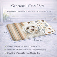 Load image into Gallery viewer, White Havanese Coffee Bar Dish Drying Mat