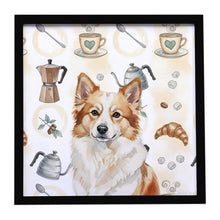 Load image into Gallery viewer, Tan Icelandic Sheepdog Coffee Bar Framed Metal Print