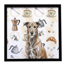 Load image into Gallery viewer, Brindle Irish Wolfhound Coffee Bar Framed Metal Print