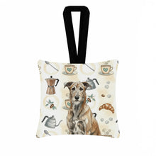 Load image into Gallery viewer, Brindle Irish Wolfhound Coffee Bar Hanging Square Fabric Ornament 3.5 × 3.5
