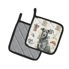 Load image into Gallery viewer, Gray Irish Wolfhound Coffee Bar Pair of Pot Holders