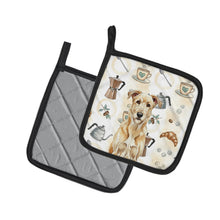 Load image into Gallery viewer, Wheaten Irish Wolfhound Coffee Bar Pair of Pot Holders