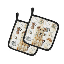 Load image into Gallery viewer, Wheaten Irish Wolfhound Coffee Bar Pair of Pot Holders