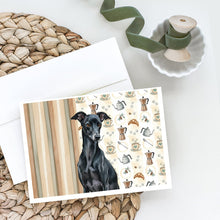 Load image into Gallery viewer, Black Italian Greyhound Coffee Bar Greeting Cards Pack of 8