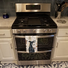 Load image into Gallery viewer, Black Italian Greyhound Coffee Bar Kitchen Towel