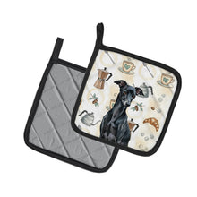 Load image into Gallery viewer, Black Italian Greyhound Coffee Bar Pair of Pot Holders