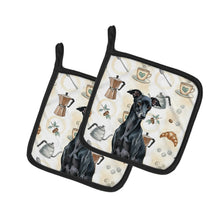 Load image into Gallery viewer, Black Italian Greyhound Coffee Bar Pair of Pot Holders