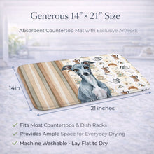 Load image into Gallery viewer, Blue Italian Greyhound Coffee Bar Dish Drying Mat