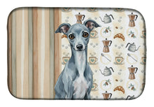 Load image into Gallery viewer, Blue Italian Greyhound Coffee Bar Dish Drying Mat