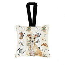 Load image into Gallery viewer, Fawn Italian Greyhound Coffee Bar Hanging Square Fabric Ornament 3.5 × 3.5