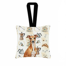 Load image into Gallery viewer, Red Italian Greyhound Coffee Bar Hanging Square Fabric Ornament 3.5 × 3.5