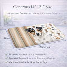 Load image into Gallery viewer, White and Black Jack Russell Terrier Coffee Bar Dish Drying Mat