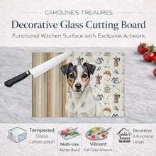 Load image into Gallery viewer, White and Black Jack Russell Terrier Coffee Bar Glass Cutting Board