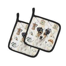 Load image into Gallery viewer, White and Black Jack Russell Terrier Coffee Bar Pair of Pot Holders