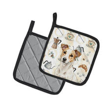 Load image into Gallery viewer, White and Tan Jack Russell Terrier Coffee Bar Pair of Pot Holders