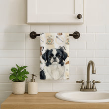 Load image into Gallery viewer, Black and White Japanese Chin Coffee Bar Kitchen Towel