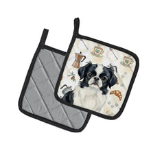 Load image into Gallery viewer, Black and White Japanese Chin Coffee Bar Pair of Pot Holders