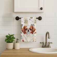 Load image into Gallery viewer, Red and White Japanese Chin Coffee Bar Kitchen Towel