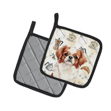Load image into Gallery viewer, Red and White Japanese Chin Coffee Bar Pair of Pot Holders