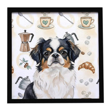 Load image into Gallery viewer, Tricolor Japanese Chin Coffee Bar Framed Metal Print