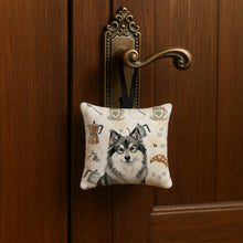Load image into Gallery viewer, Keeshond Coffee Bar Hanging Square Fabric Ornament 3.5 × 3.5