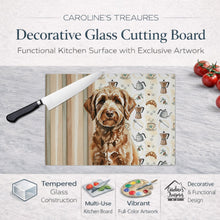 Load image into Gallery viewer, Chocolate Labradoodle Coffee Bar Glass Cutting Board