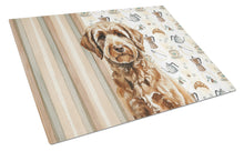 Load image into Gallery viewer, Chocolate Labradoodle Coffee Bar Glass Cutting Board