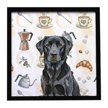 Load image into Gallery viewer, Black Labrador Retriever Coffee Bar Framed Metal Print