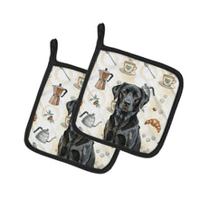 Load image into Gallery viewer, Black Labrador Retriever Coffee Bar Pair of Pot Holders