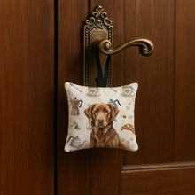 Load image into Gallery viewer, Chocolate Labrador Retriever Coffee Bar Hanging Square Fabric Ornament 3.5 × 3.5