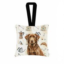 Load image into Gallery viewer, Chocolate Labrador Retriever Coffee Bar Hanging Square Fabric Ornament 3.5 × 3.5