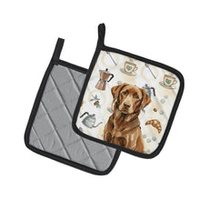 Load image into Gallery viewer, Chocolate Labrador Retriever Coffee Bar Pair of Pot Holders