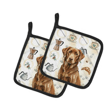 Load image into Gallery viewer, Chocolate Labrador Retriever Coffee Bar Pair of Pot Holders