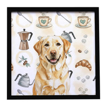 Load image into Gallery viewer, Yellow Labrador Retriever Coffee Bar Framed Metal Print