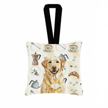 Load image into Gallery viewer, Yellow Labrador Retriever Coffee Bar Hanging Square Fabric Ornament 3.5 × 3.5