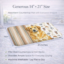 Load image into Gallery viewer, Lion Yellow Leonberger Coffee Bar Dish Drying Mat