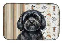 Load image into Gallery viewer, Black Lhasa Apso Coffee Bar Dish Drying Mat