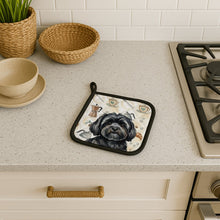 Load image into Gallery viewer, Black Lhasa Apso Coffee Bar Pair of Pot Holders