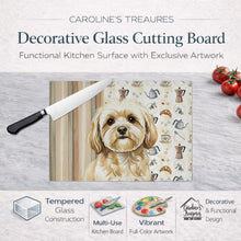 Load image into Gallery viewer, Cream Lhasa Apso Coffee Bar Glass Cutting Board